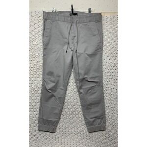 Zara Men's Jogger Pants Size XL Grey  Pull-up Tie Waist Cotton Blend